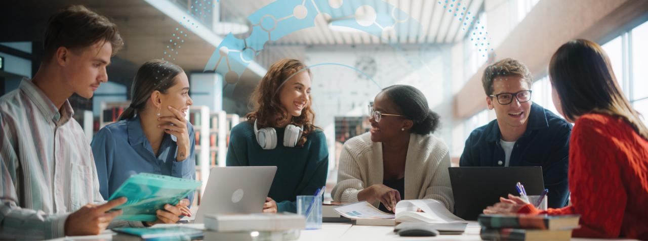 International students studying together